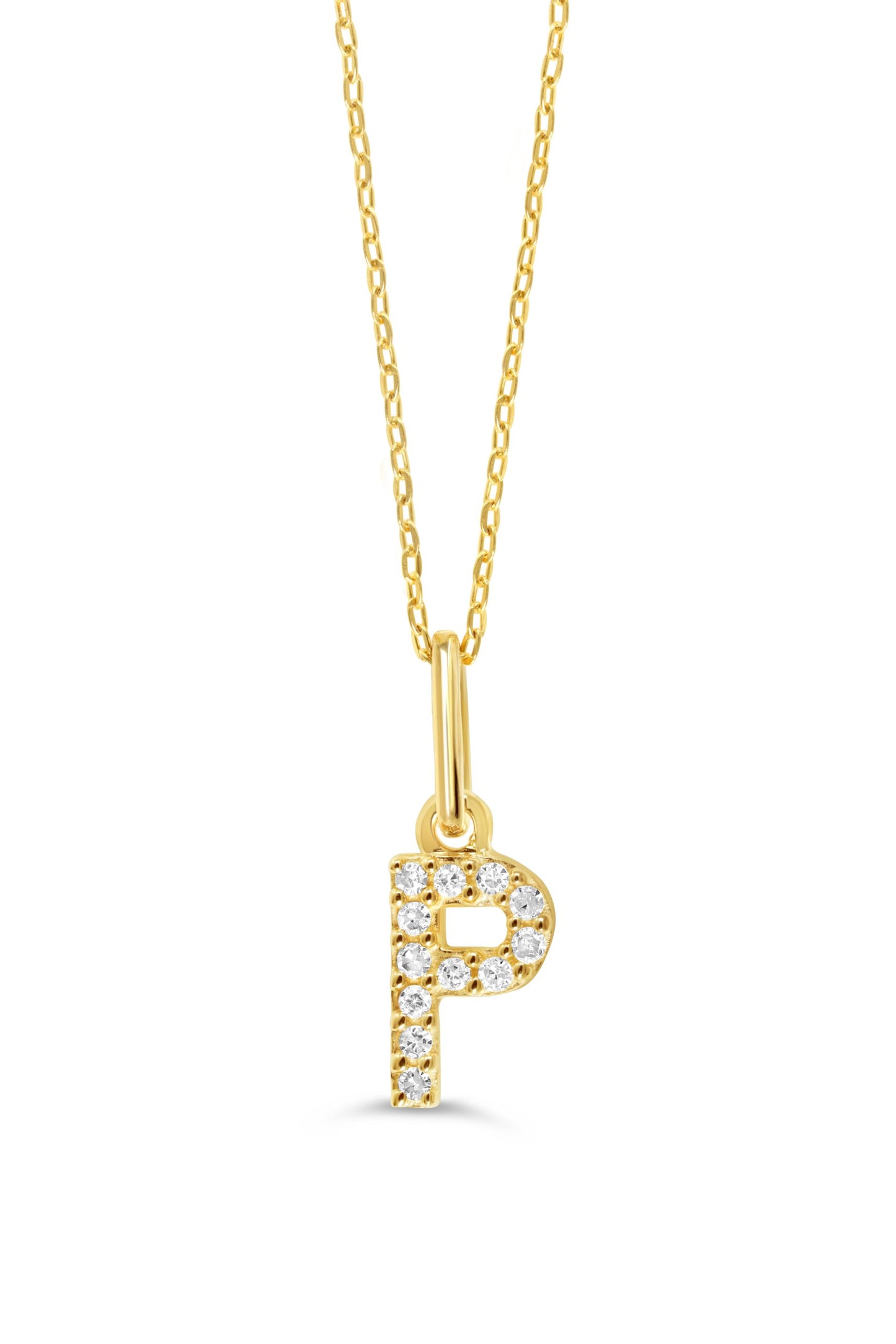 0.05 ct T.W. Diamonds "P" Initial Pendant in 10K Yellow Gold