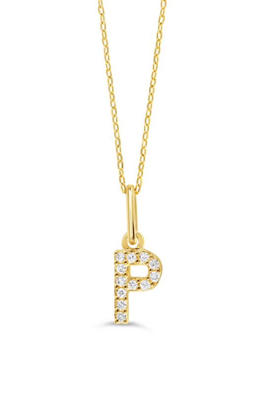 0.05 ct T.W. Diamonds "P" Initial Pendant in 10K Yellow Gold