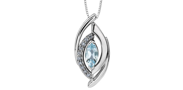 Aquamarine & Diamond Celtic in White Gold Pendant