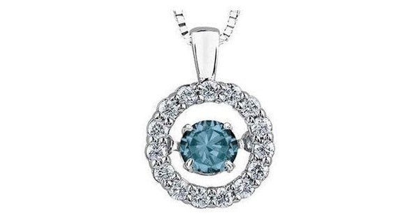 0.50 ct. T.W. Pulse Colored Diamond White Gold Halo Circle Pendant
