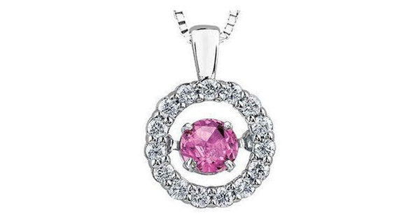 0.20 ct T.W Dancing Gemstones White Gold Open Halo Circle Pendant