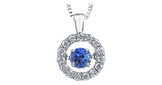 0.20 ct T.W Dancing Gemstones White Gold Open Halo Circle Pendant