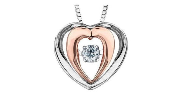 0.15 ct. T.W. Pulse Diamonds Two Tone Gold Double Heart Pendant