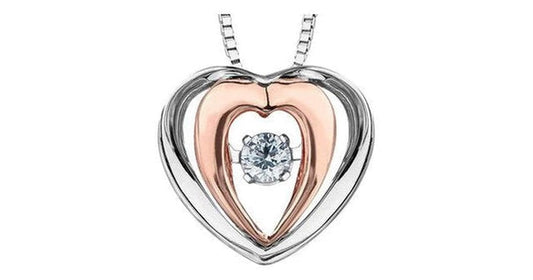 0.15 ct. T.W. Pulse Diamonds Two Tone Gold Double Heart Pendant