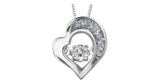0.07 ct. T.W. Pulse Diamond White Gold Tilted Heart Pendant