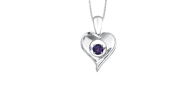 Dancing Gemstone Silver Heart Shape Pendant