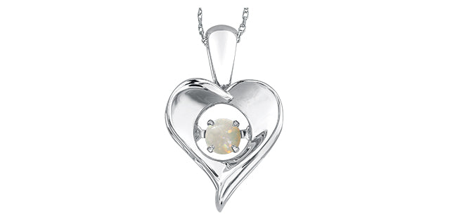 Dancing Gemstone Silver Heart Shape Pendant