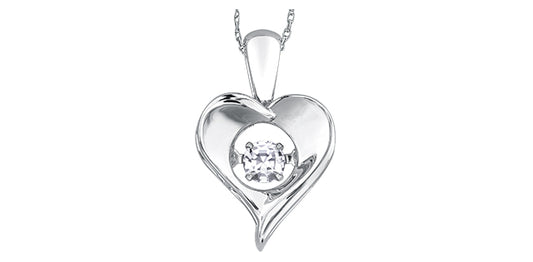 Dancing Gemstone Silver Heart Shape Pendant