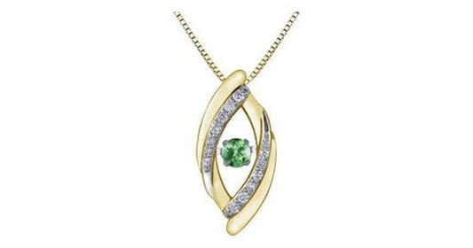 0.08 ct. T.W. Diamonds & Dancing Emerald Two Tone Gold Wisdom Eye Pendant