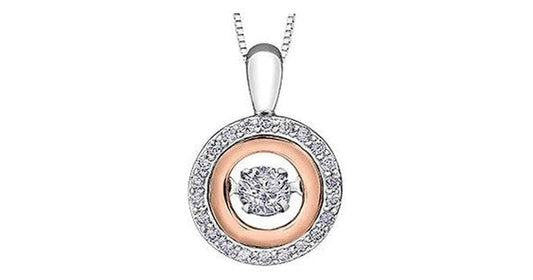 0.25 ct. T.W. Pulse Diamonds Two Tone Gold Double Circle Pendant