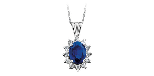 Sapphire Diamond Starburst Pendant