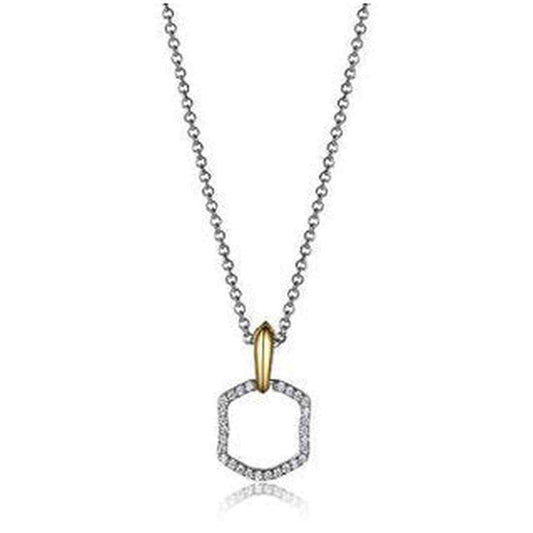 Fancy Necklace in Sterling Silver and18K Yellow Gold Plate