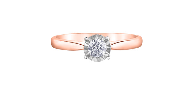 0.25 ct T.W.-10K Rose & White Gold Solitaire Round Diamond Engagement Ring