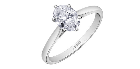 1.03 ct T.W.-14K White Gold Lab Oval Diamond Solitaire Engagement Ring-