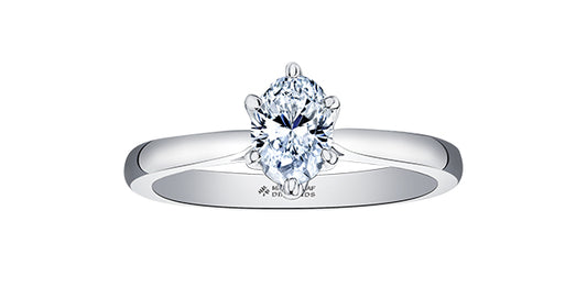 0.70 ct T.W  Canadian Diamond Solitaire Oval Engagement Ring in 18KPD White Gold
