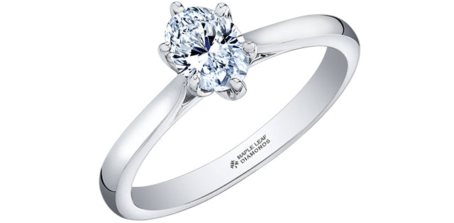0.70 ct T.W Canadian Diamond Solitaire Oval Engagement Ring in 18KPD White Gold