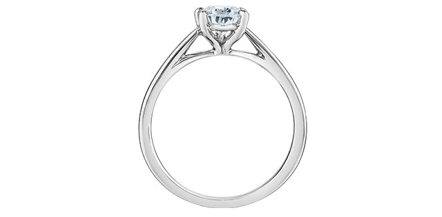 1.00 ct T.W.-14K White Gold Lab Pear Diamond Solitaire Cathedral Engagement Ring-