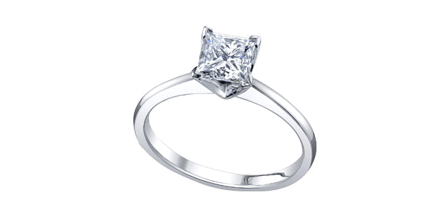 0.50 ct T.W.-14K White Gold Solitaire Princess Canadian Diamond Engagement Ring