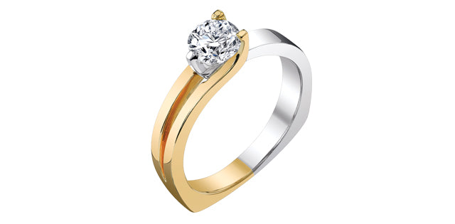 0.70 ct T.W Canadian Diamond Solitaire Engagement Ring in 18K Yellow White Gold