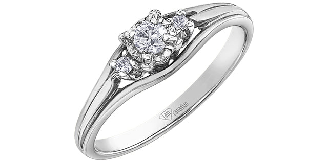0.18 ct T.W. Past-Present-Future Canadian Diamond White Gold Ladies Ring