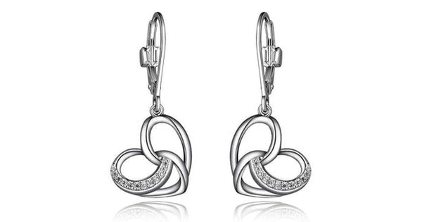 SSRP Cubic Zirconia Filigree Heart Leverback Earring