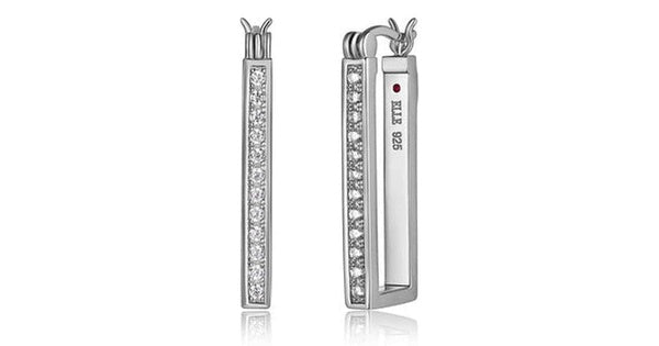 Cubic Zirconia Rectangular 25x10MM Hoop Earring