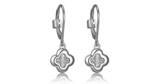 SCINTILLATION RHODIUM PLATED SMALL CZCLOVER STUD EARRING