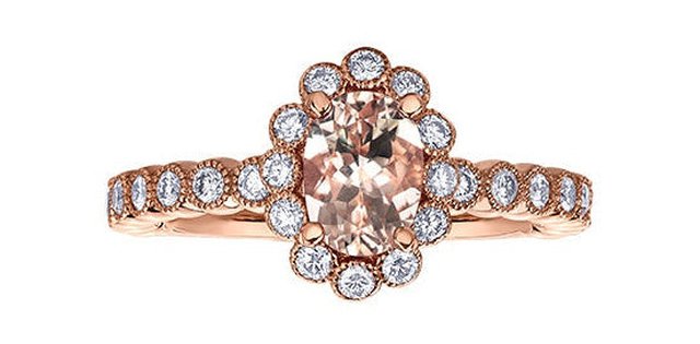 Morganite 0.50 ct T.W Diamond Floral Rose Gold Ring