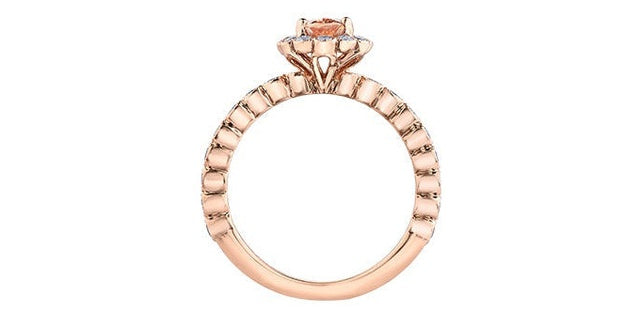 Morganite 0.50 ct T.W Diamond  Floral Rose Gold Ring