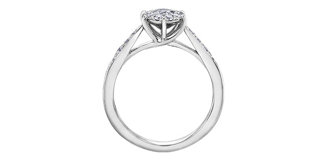 0.56 ct T.W. Tapered Flower 14K White Gold Ladies Ring