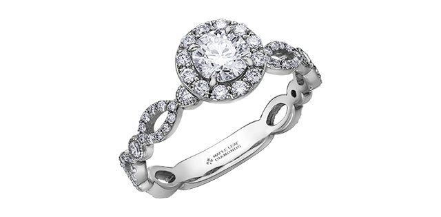 1.00 ct T.W Canadian Diamond Halo Engagement Ring in 18KPD White Gold