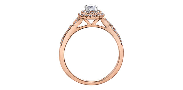 0.43 ct T.W. Canadian Diamond Cathedral Split Shank Rose Gold Ladies Ring