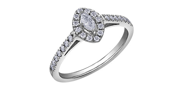 0.35 ct T.W.10K White Gold Diamond Marquise Shape Ladies Ring