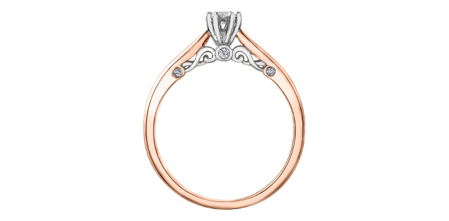 0.08 ct T.W. Suprise Diamond Rose & White Gold Ladies Ring