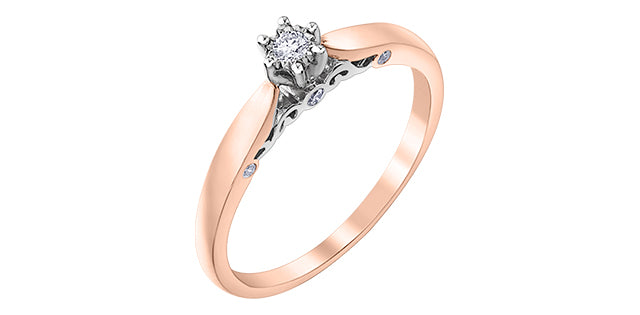 0.08 ct T.W. Suprise Diamond Rose & White Gold Ladies Ring