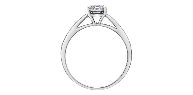 0.32 ct T.W. Halo Oval Frame White Gold Ladies Ring