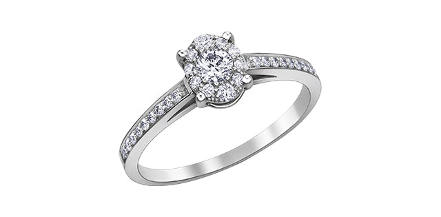 0.32 ct T.W. Halo Oval Frame White Gold Ladies Ring