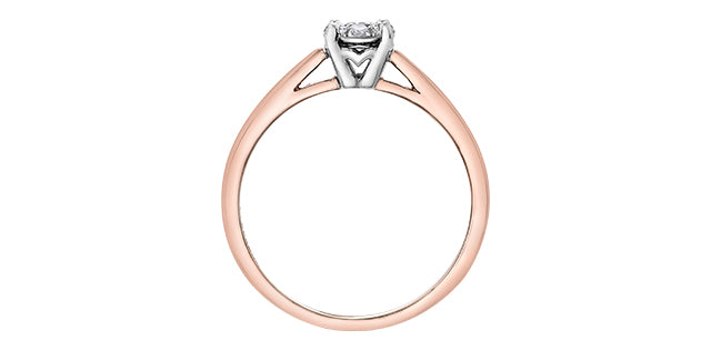 0.11 ct T.W. Halo Tapered Shank Rose & White Gold Ladies Ring