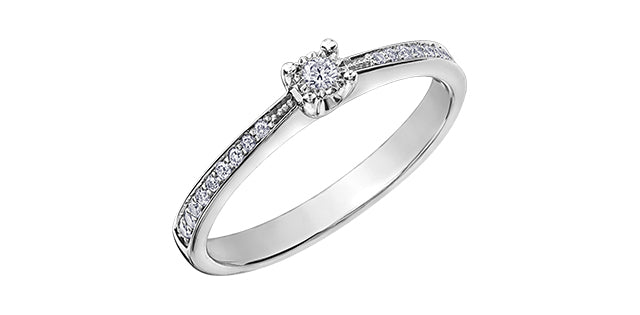 0.13 ct T.W. Tulip Accent White Gold Ladies Ring