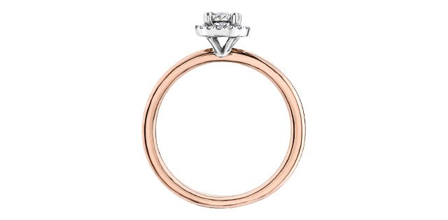 0.18 ct T.W. Classic Diamond Halo Rose & White Gold Ladies Ring