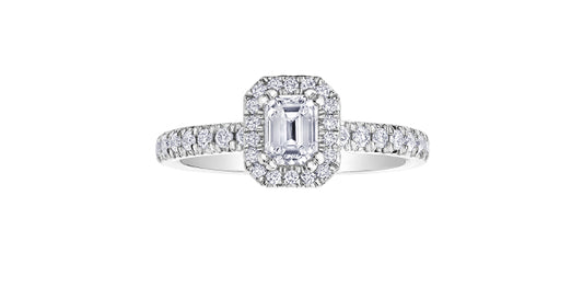 2.00 ct T.W  Diamond Halo Engagement Ring in 14K White Gold