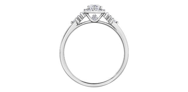 0.48 ct T.W.-14K White Gold Canadian Diamond Hexagonal Frame Engagement Ring