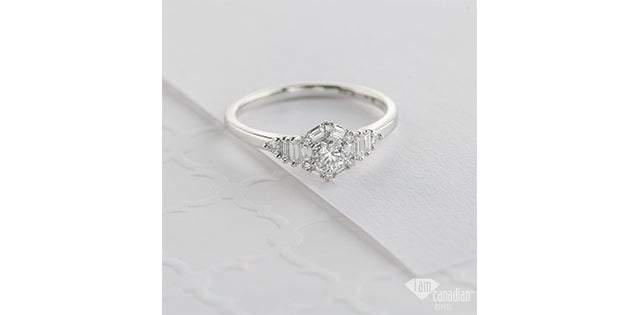 0.48 ct T.W.-14K White Gold Canadian Diamond Hexagonal Frame Engagement Ring