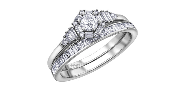 0.48 ct T.W.-14K White Gold Canadian Diamond Hexagonal Frame Engagement Ring