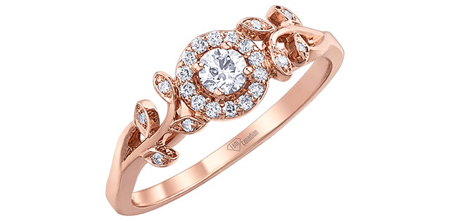 0.25 ct T.W.10K White Gold Canadian Diamond Halo Ladies Ring
