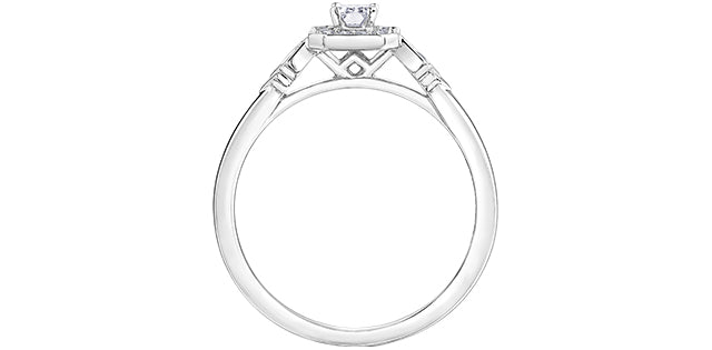0.33 ct T.W. Cushion Frame White Gold Ladies Ring