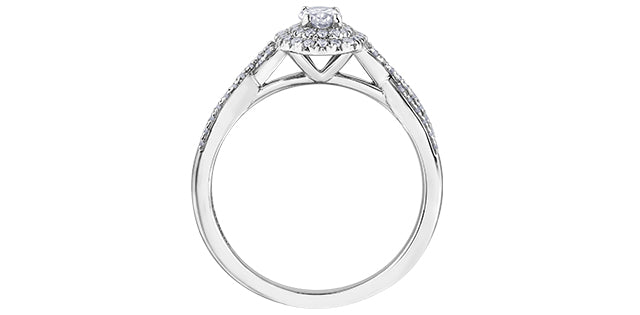 0.51 ct T.W. Double Halo Oval Cut Criss-Cross Band in White Gold