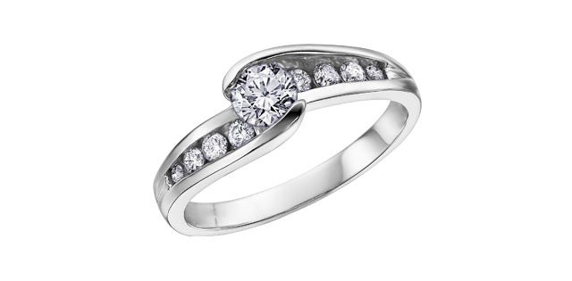0.50 ct T.W Diamond Channel Bypass Engagement Ring in 14K White Gold