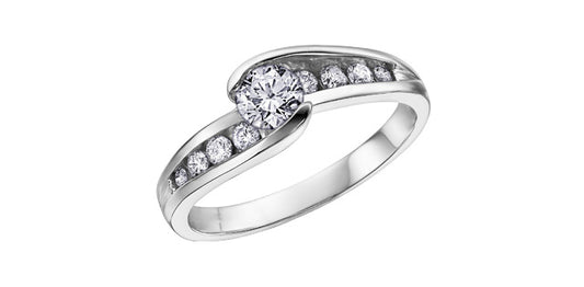 0.50 ct T.W Diamond Channel Bypass Engagement Ring in 14K White Gold