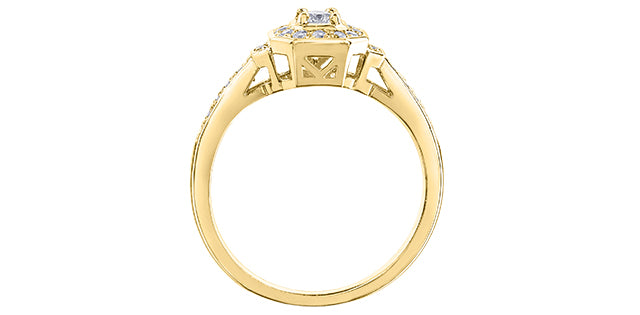 0.35 ct T.W. Canadian Diamond Octagon Frame Yellow Gold Ladies Ring